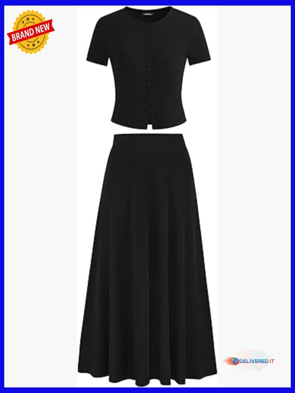 2 Piece Skirt Set: Crop Top & Flowy Maxi Skirt